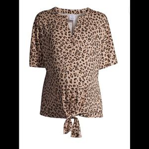 Time and Tru Womens Animal Print Beige Brown Maternity Top Size Small 4-6 10 New